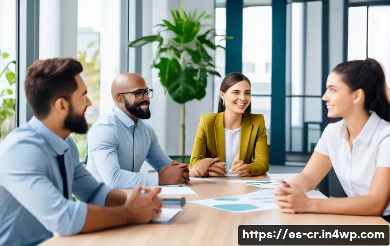 역량 갭 분석에서의 팀워크의 중요성 - A diverse professional team engaged in an active listening session around a modern conference table,...