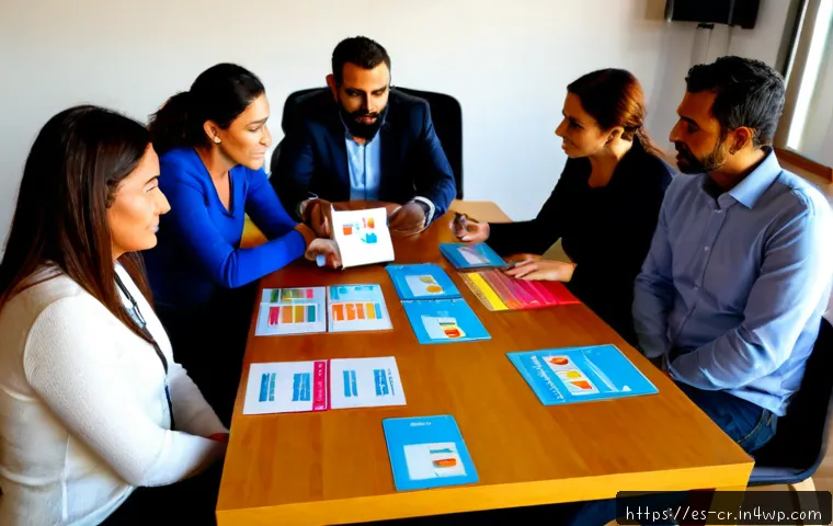 역량 갭 분석을 통한 교육 프로그램 개발 - Photorealistic education planning workshop in a bright modern training center in Madrid, diverse Spa...